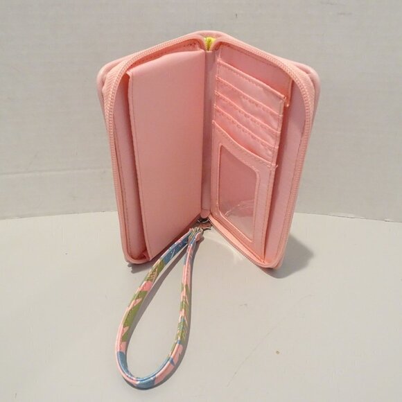 Disney Lilo & Stitch Angel Pink Tropical Design Wristlet Wallet Strap Zip Around - Picture 4 of 7